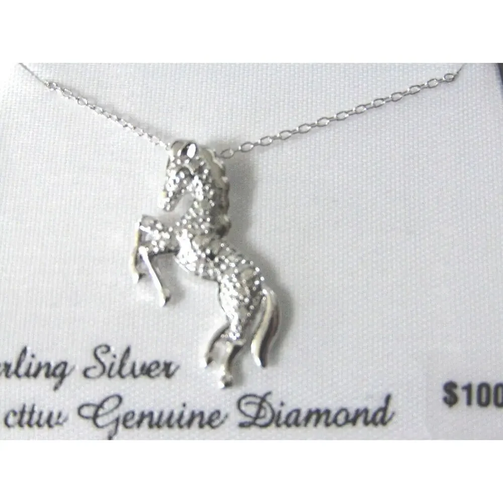 NEW 1/10cttw DIAMOND HORSE NECKLACE 18
